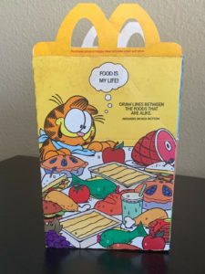 1989 garfield mcdonalds happy meal box