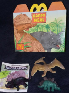1993 Dinosaur happy meal toys set of 3 original Happy Meal box