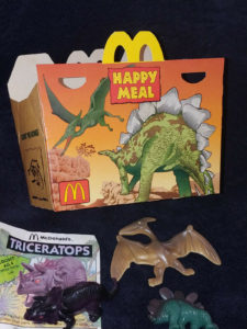 1993 Dinosaur happy meal toys set of 3 original Happy Meal box back