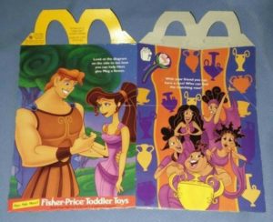 1998 Happy Meal Box Walt Disney Hercules McDonalds back