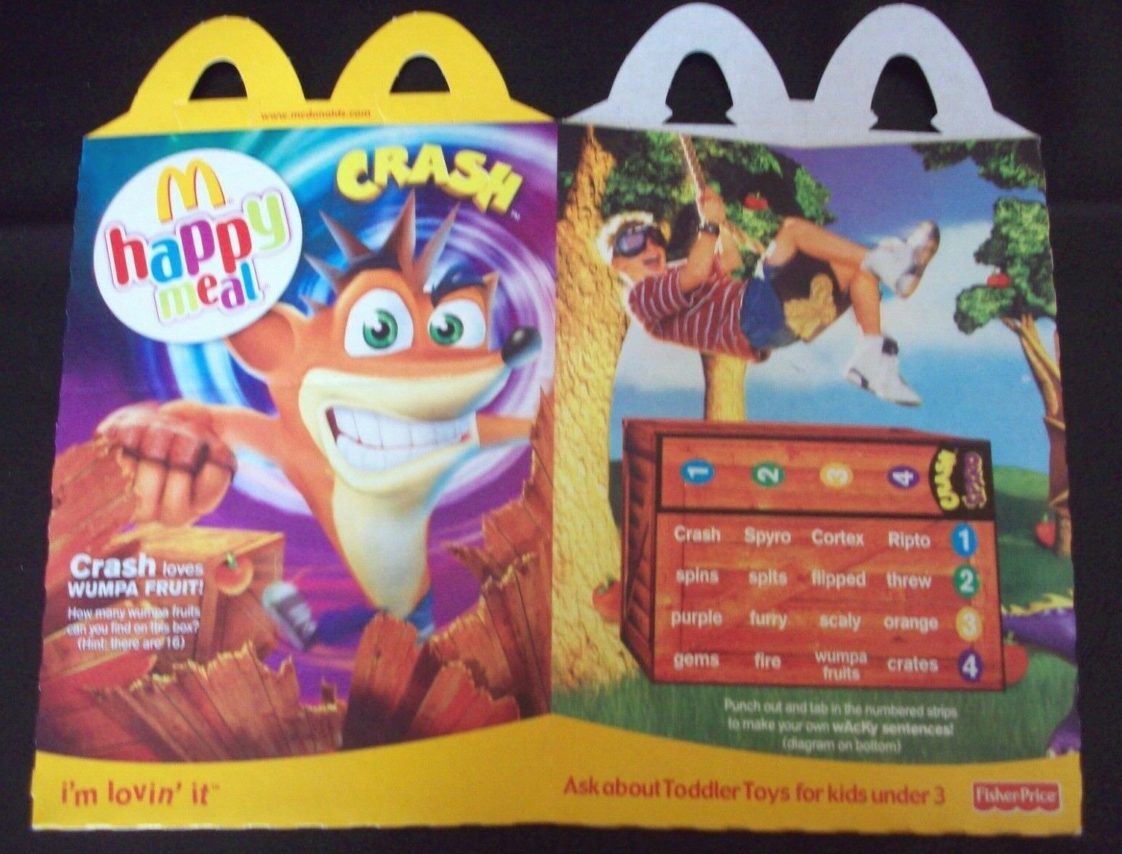 2005 Crash Bandicoot Happy Meal Box MINT Spyro Good/Bad Marketing