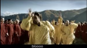 People wearing yellow going through people wearing red.