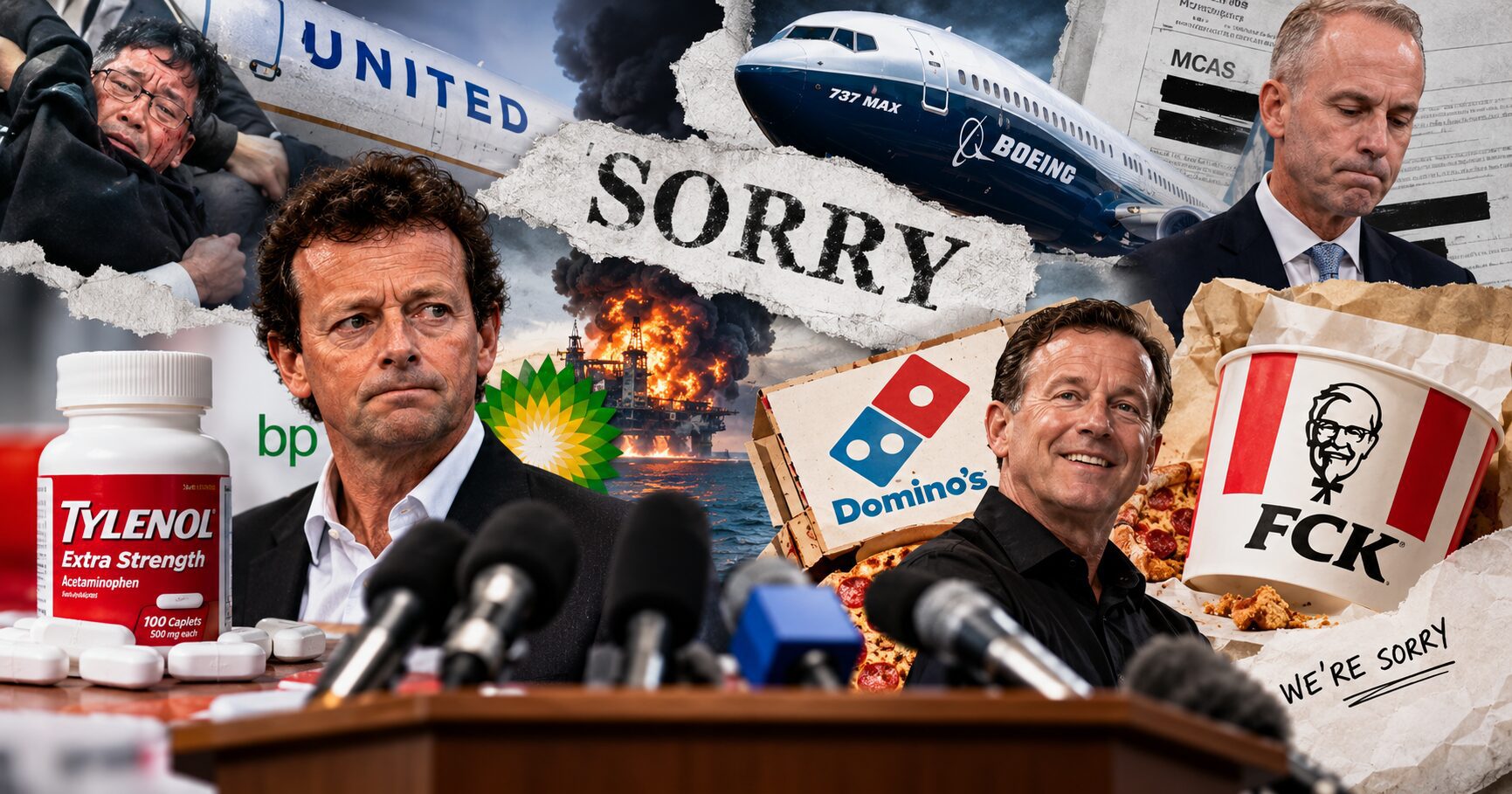 Corporate Crisis Apologies Collage