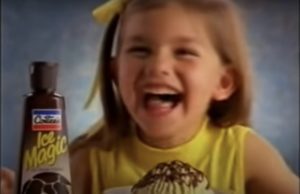 A little girl is exited about Cottes product.