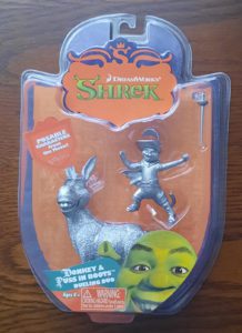 DREAMWORKS SHREK DONKEY PUSS IN BOOTS DUELING DUO FIGURE 2006 SILVER Chase