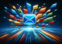 Envelopes floating in space