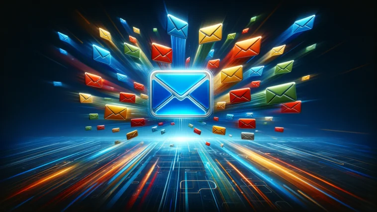 Envelopes floating in space