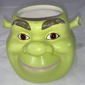 LARGE SHREK GREEN CERAMIC COFFEE MUG-3-D FACE-DREAMWORKS 2004