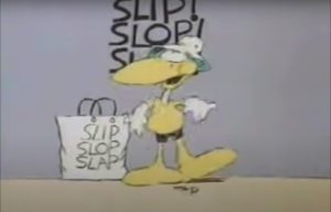 The seagull shows slip slop slap.