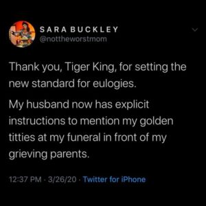Tiger King funeral eulogy meme