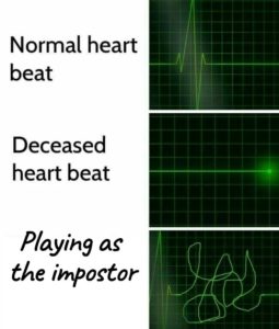 among us heart beat meme