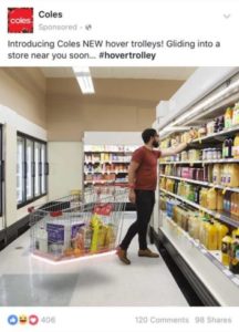 april fools coles hover trolley