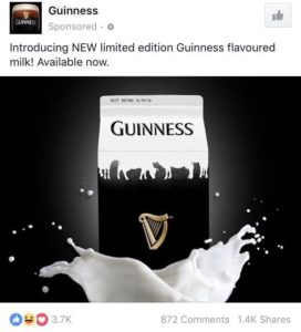 april fools guinness flavoured milk
