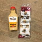 bottle of big mac special sauce and big mac socks
