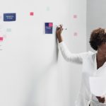 businesswoman presenting marketing plan