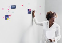 businesswoman presenting marketing plan