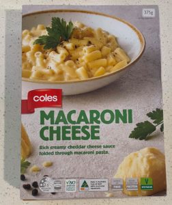 coles frozen microwave macaroni cheese box