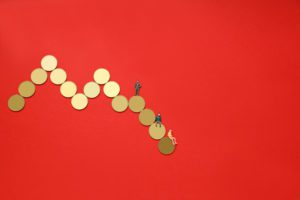 Concept of financial, economic problems and inflation, space for text