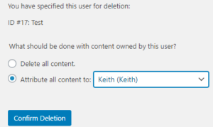 deleting wordpress user account
