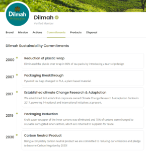 dilmah sustainability timeline