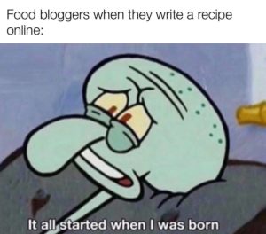 food bloggers life story squidward meme