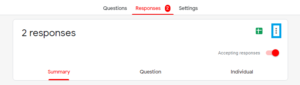 google forms responses tab