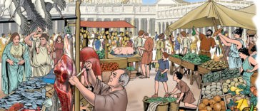 haggling at ancient roman market