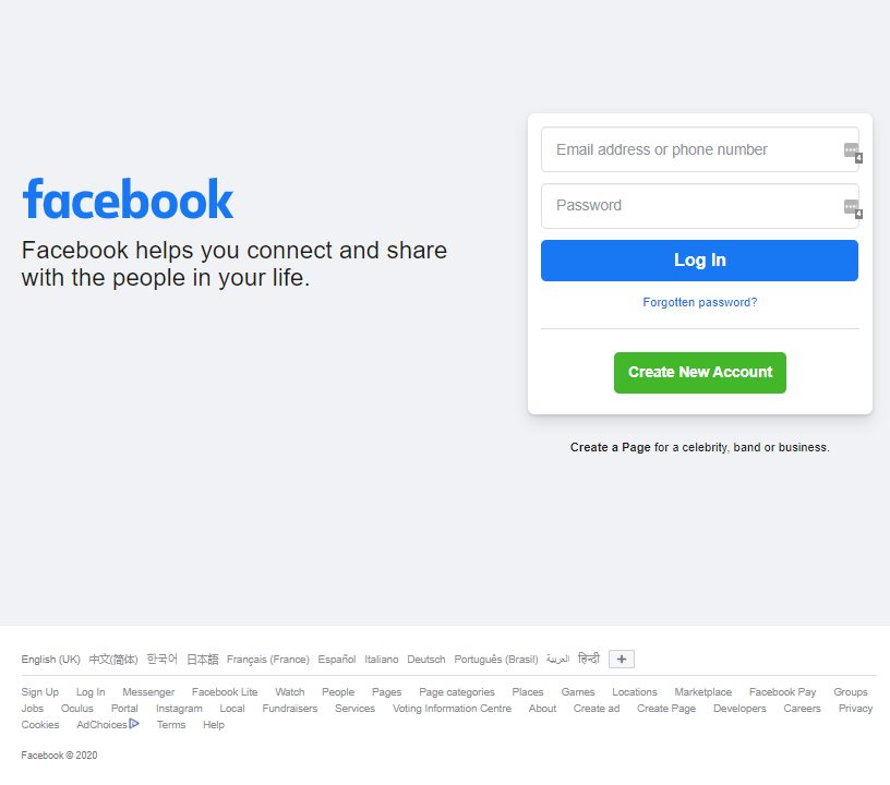 home page dec 2020 facebook