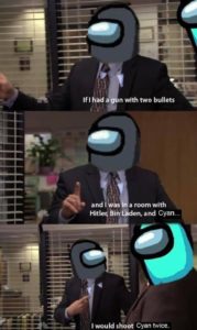 if i had a gun with two bullets the office among us meme