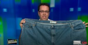 jared fogle subway holding pants