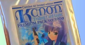 A limited edition Kanon TCG booster pack from Comiket 60 representing Ver3.00 of the game.