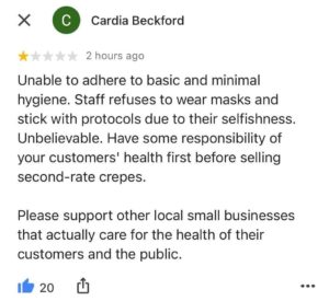 love crepe sydney bad review covid