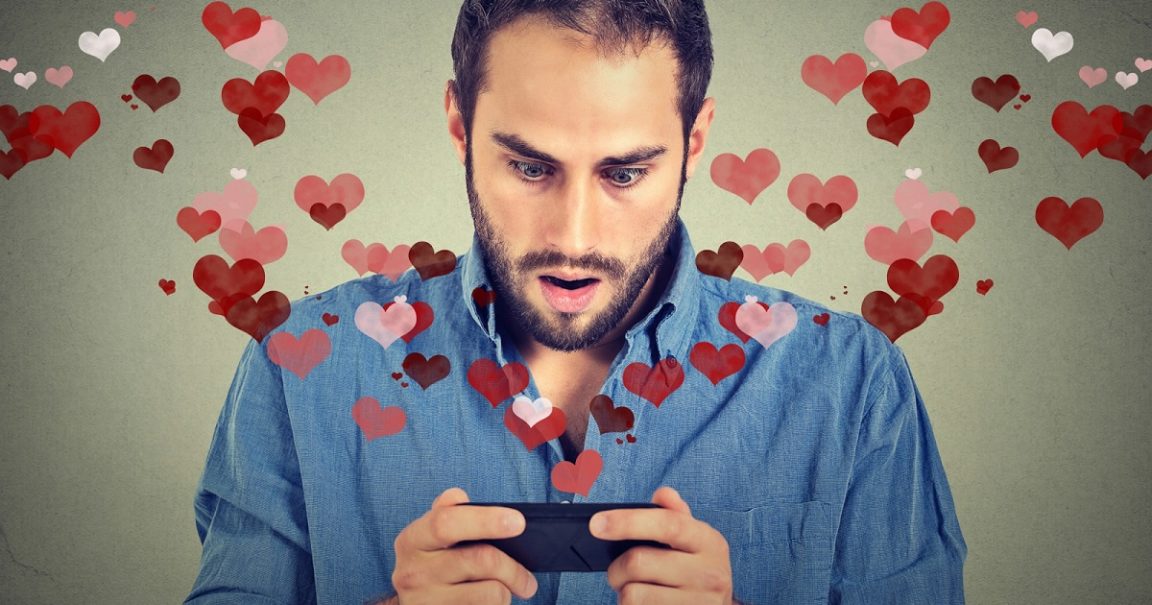 man using a dating app