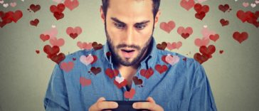 man using a dating app
