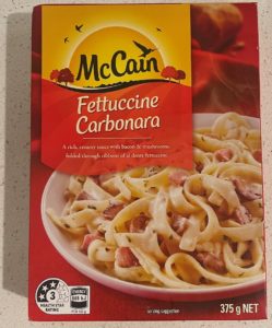 mccain fettuccine carbonara frozen pasta meal box
