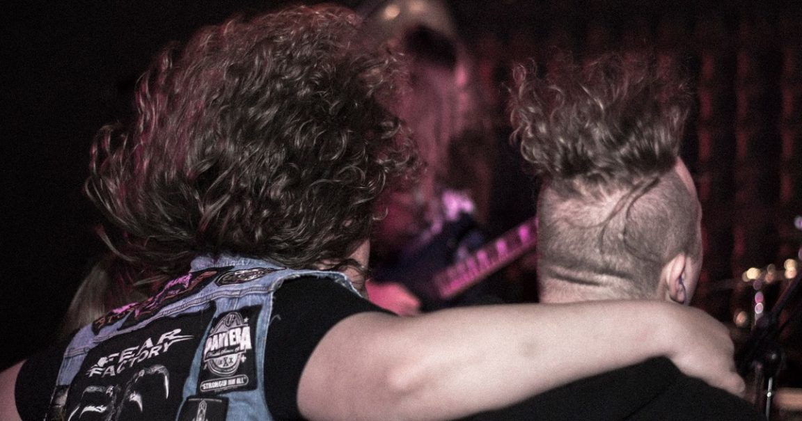 metal fans headbanging