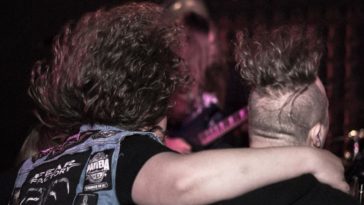 metal fans headbanging