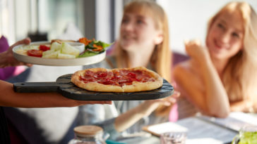 pizza being served