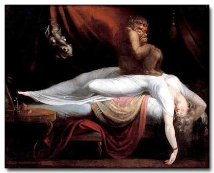 Paiting of a demon sitting on a sleeping woman.