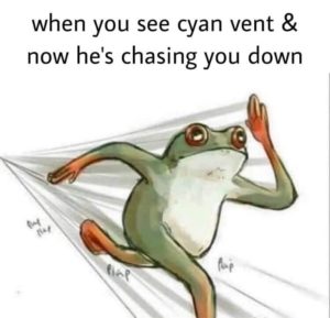 running frog meme among us