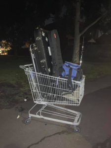 shopping trolley cart of musical gear