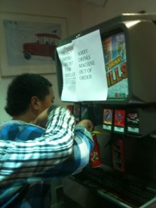 sorry drink machine out of order