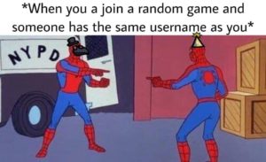 spiderman pointing meme among us