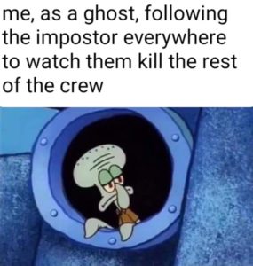 squidward ghost meme among us