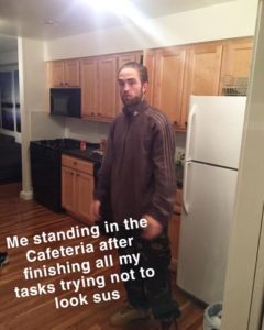 standing in cafeteria meme