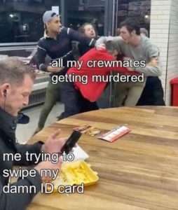 swipe card among us meme