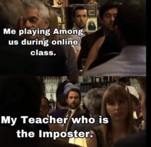 teacher in online class among us meme