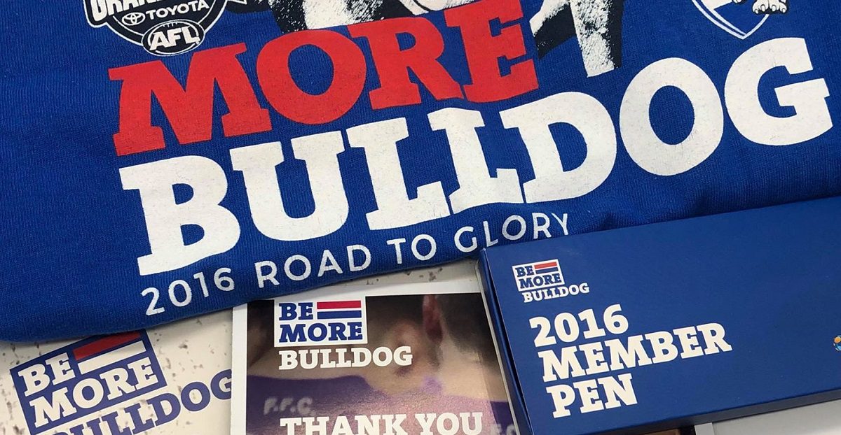western bulldogs be more bulldog merch which mostly reads #bemorebulldog