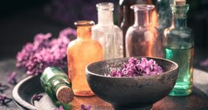 Special treatments with aromatic oils. Lilac aromatic oils. Homemade Products of flowers.